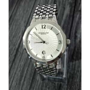 Very Rare Swiss Stuhrling Ascot Wave Dial Mens Dress Watch